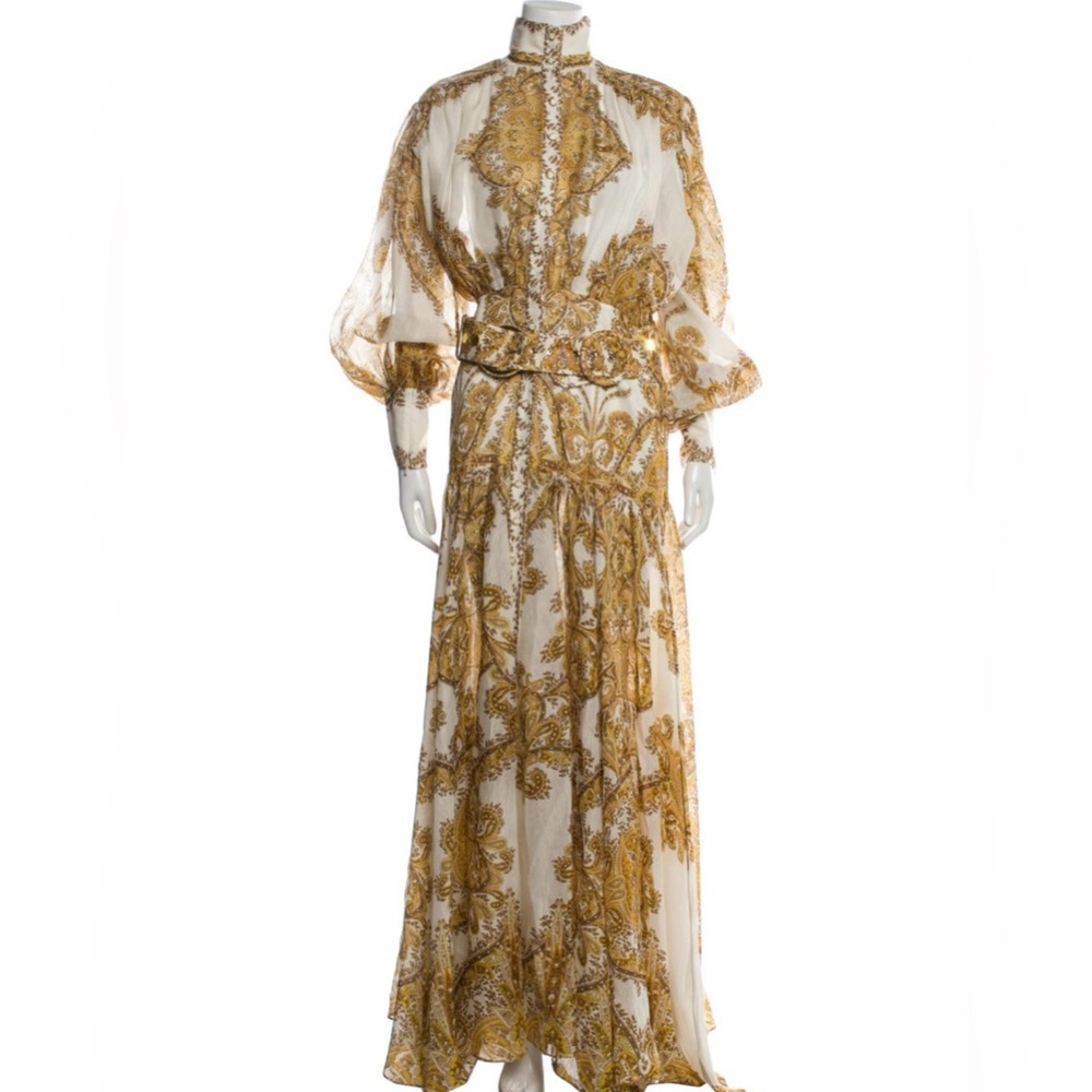 Zimmermann Paisley Gold Print Long Dress